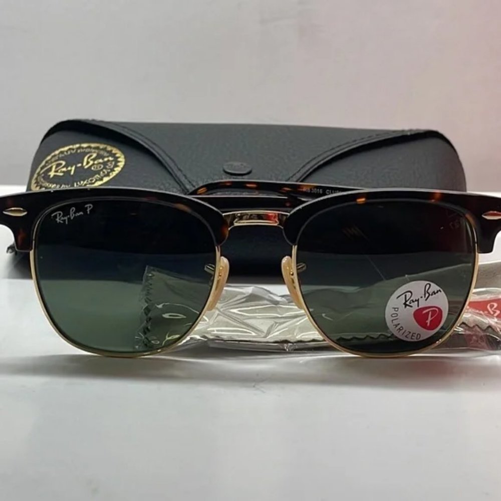 BNWT Ray ban Club master Polarized 3016 Tortoise/Gold sunglass